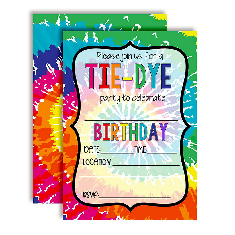 Tie Dye Birthday Party Invitations - Tie Dye Party Supplies - Fill