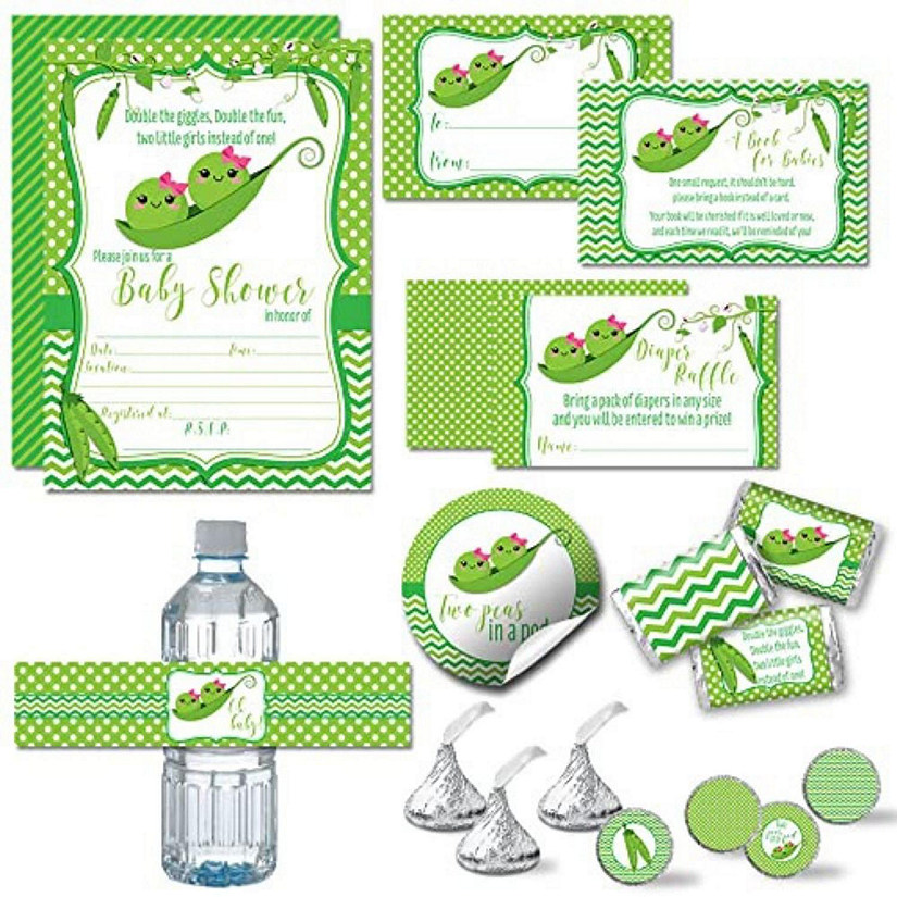 AmandaCreation Two Peas in a Pod Twin Girl Party Bundle 381pc. Image