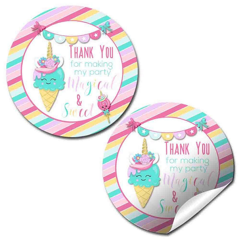 AmandaCreation Unicorn Ice Cream Envelope Seals 40pc. Image