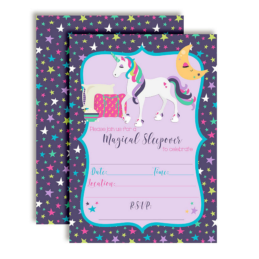 AmandaCreation Unicorn Sleepover Invite Invites 40pc. Image