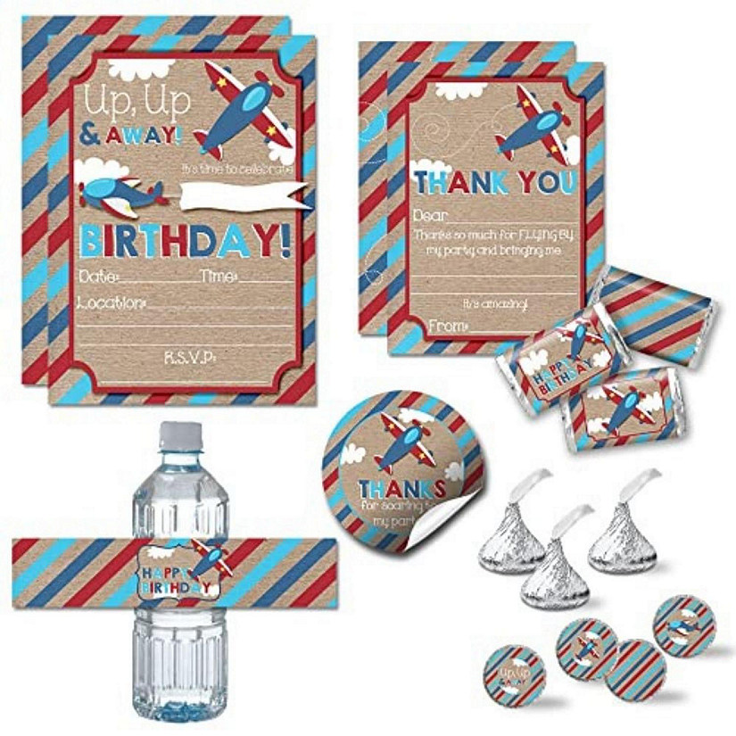 AmandaCreation Up &amp; Away Airplane Party Bundle 381pc. Image