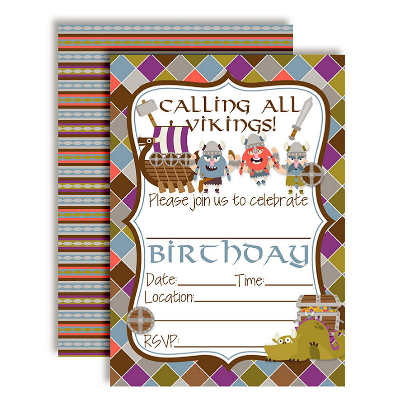 AmandaCreation Viking Birthday Invites 40pc. Image