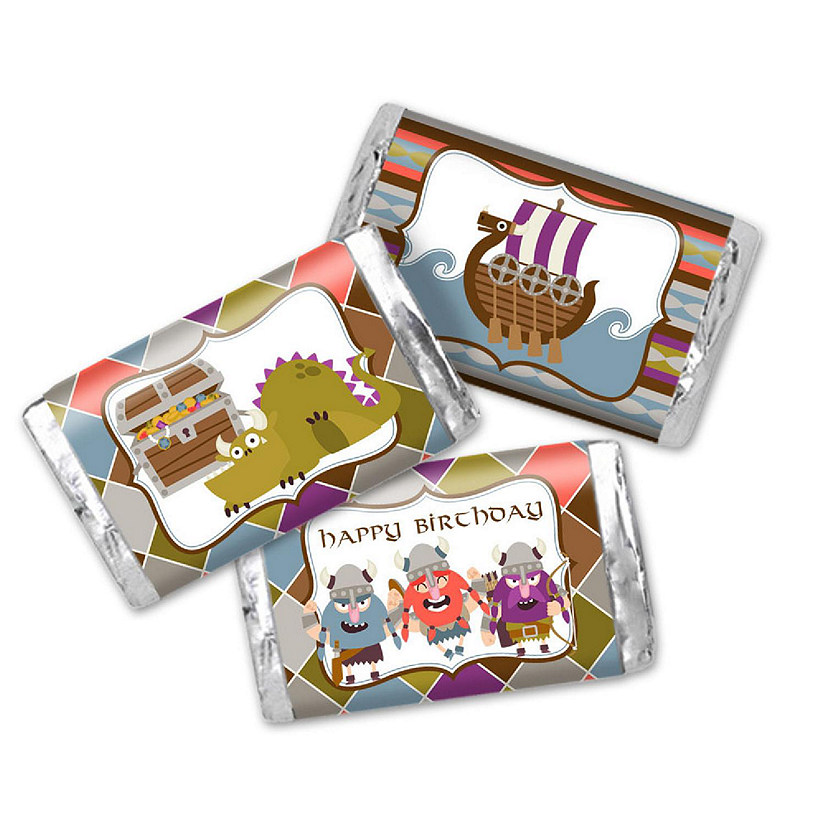 AmandaCreation Viking Birthday Mini Candybar Wrappers 45pcs. Image