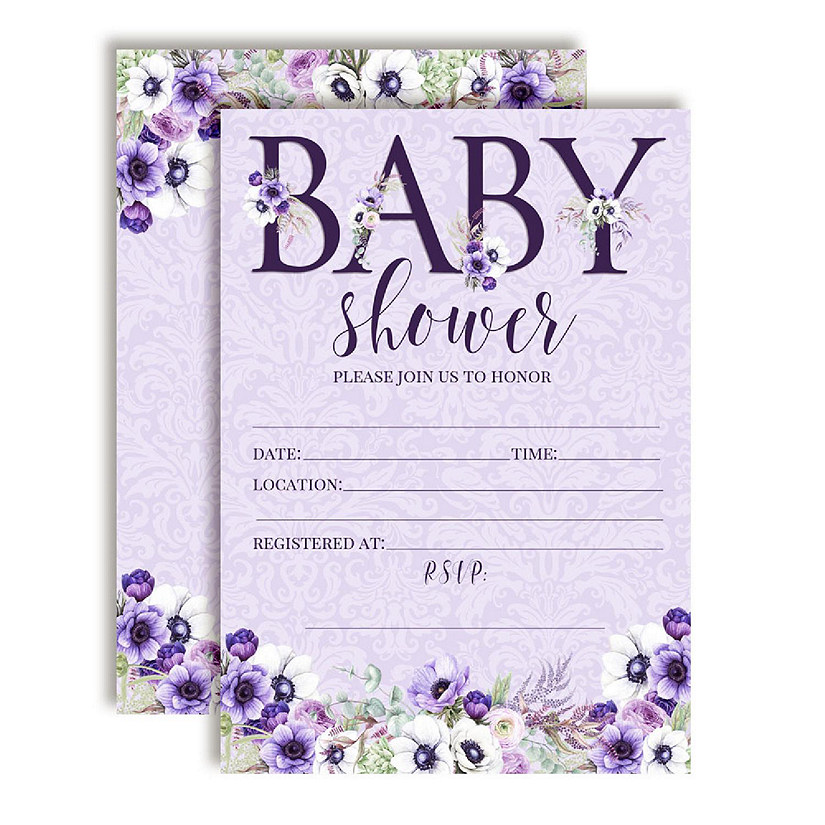 AmandaCreation Violet Baby Shower Invites 40pc. Image