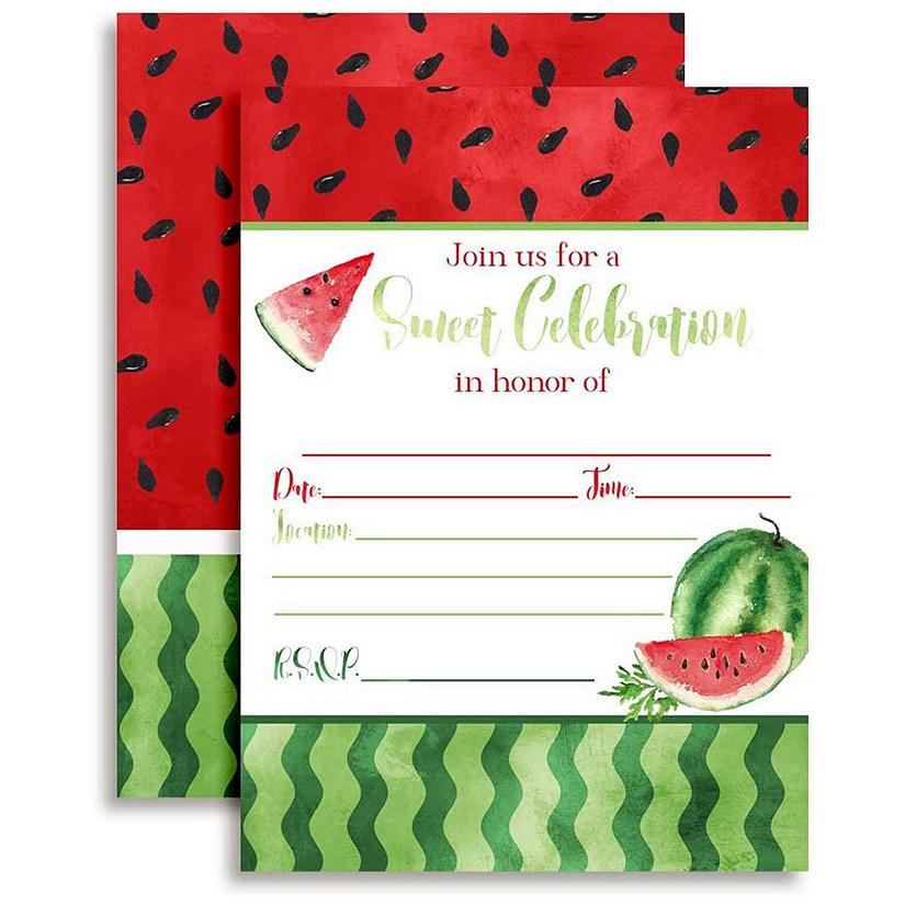 AmandaCreation Watercolor Watermelon Invites 40pc. Image