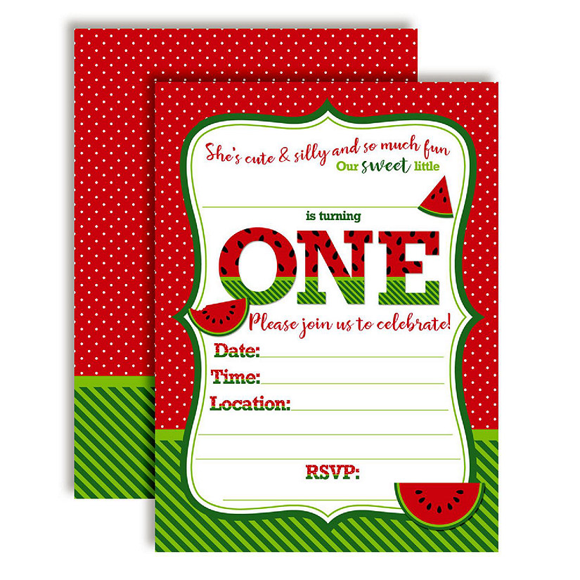 AmandaCreation Watermelon Red First Birthday Invites 40pc. Image
