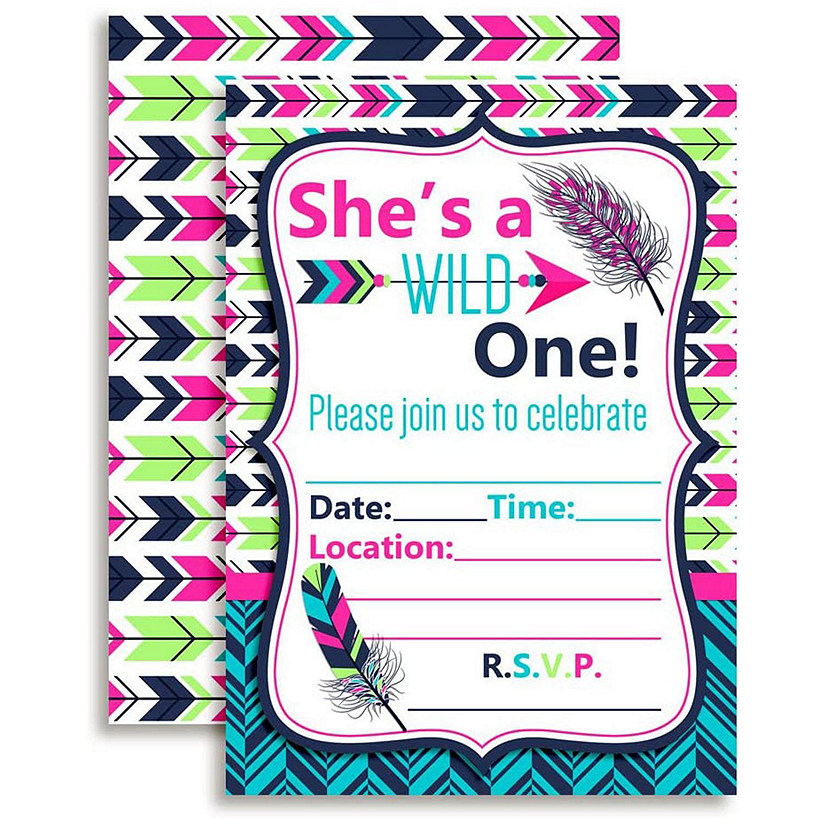 AmandaCreation Wild One Girl Invites 40pc. Image