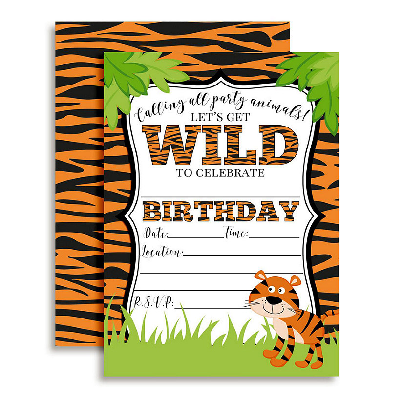 AmandaCreation Wild Party Animal Print Birthday Invites 40pc. Image