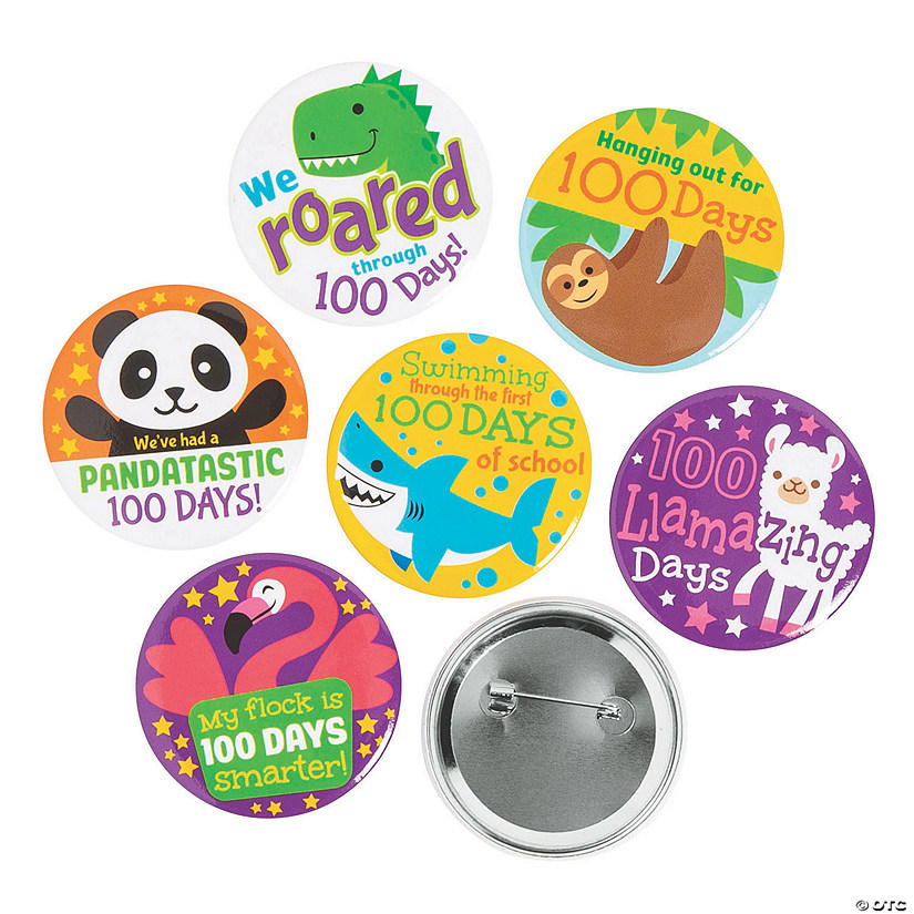 Amazing Animals 100th Day of School Buttons - 24 Pc. Image