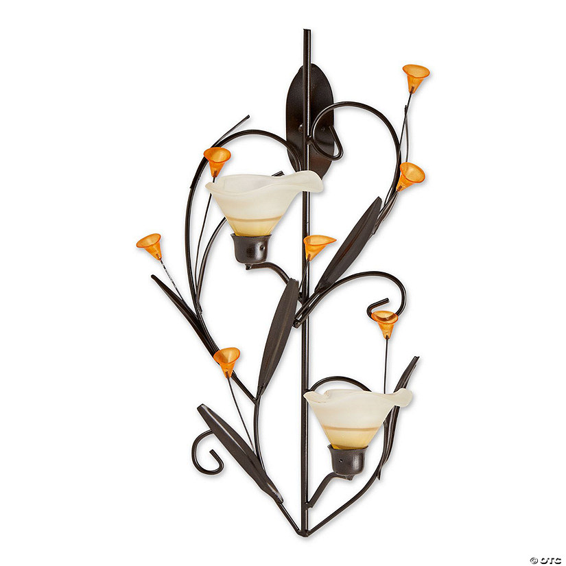 Amber Lilies Candle Wall Sconce 15" Tall Image