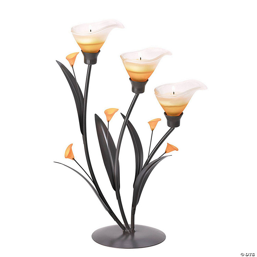 Amber Lilies Tealight Holder 9.37X4.75X13.37" Image