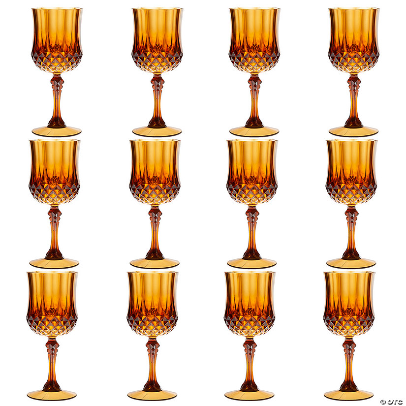 Amber Patterned Plastic Wine Glasses 12 Ct.