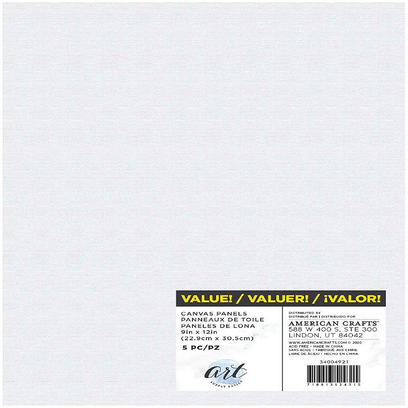 American Crafts Art Supply Basics Panel Pack Canvas 5/Pkg-9"X12" Image