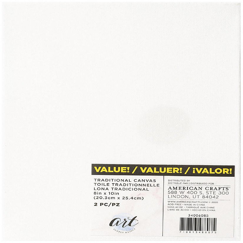 American Crafts Art Supply Basics Stretched Canvas 2/Pkg-8"X10" Image