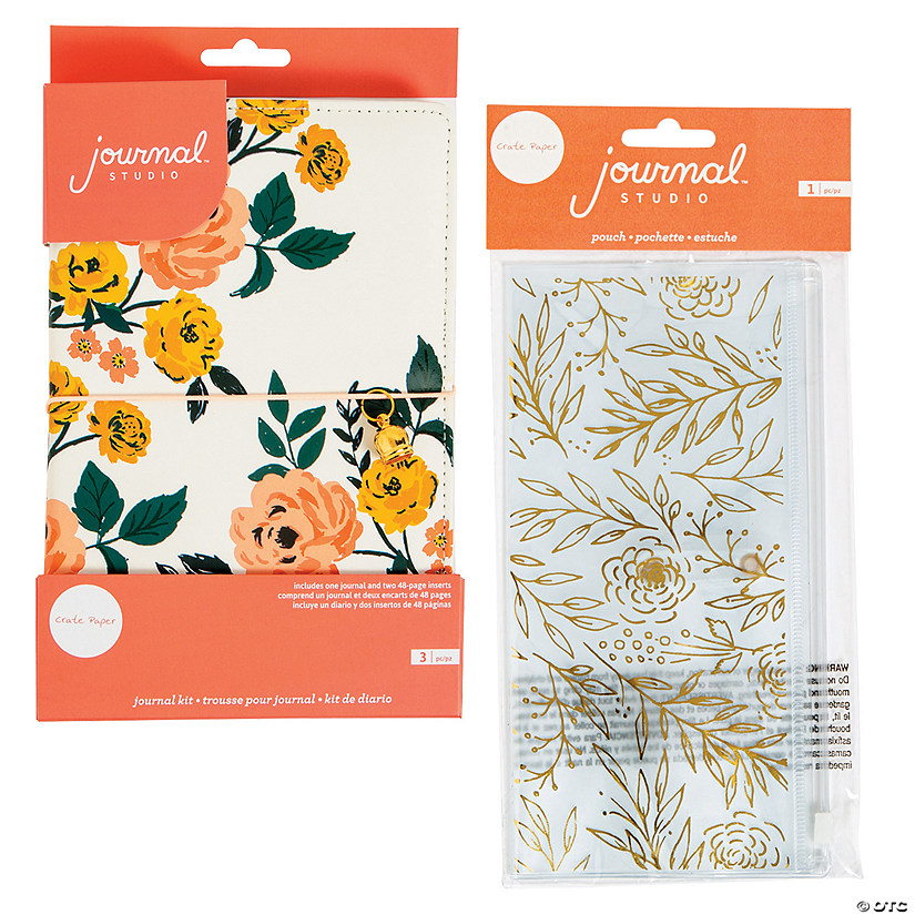 American Crafts&#8482; Floral Journal & Pencil Pouch Kit - 4 Pc. Image