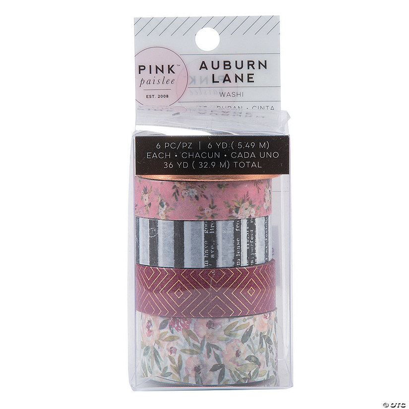 American Crafts&#8482; Pink Paislee&#8482; Auburn Lane Washi Tape - 6 Pc. Image