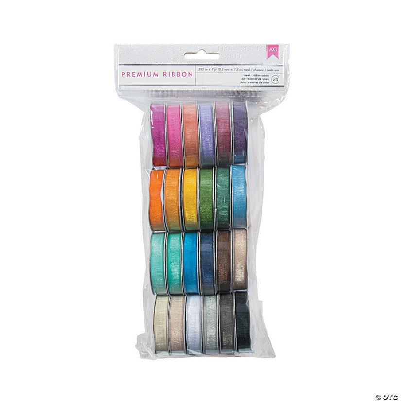 American Crafts Solid Sheer Ribbon 24pc Assortment - 24 Pc. Image