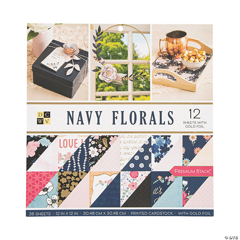 American Crafts<sup>&#8482;</sup> Die Cuts with a View<sup>&#174;</sup> Navy Floral Paper Stack Image