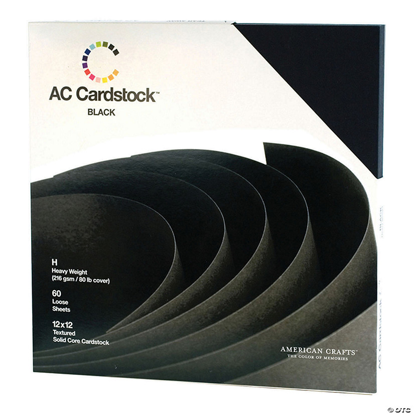 American Crafts Textured Cardstock Pack 12"X12" 60/Pkg-Solid Black Image