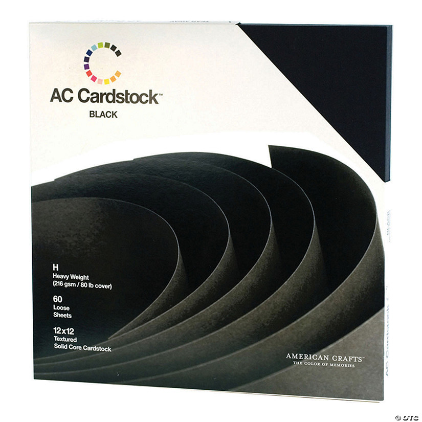 American Crafts Textured Cardstock Pack 12"X12" 60/PkgSolid Black