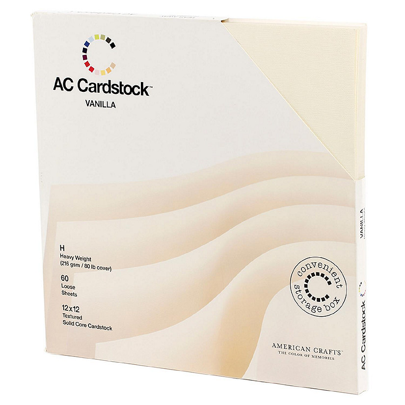 American Crafts Textured Cardstock Pack 12"X12" 60/Pkg-Solid Vanilla Image