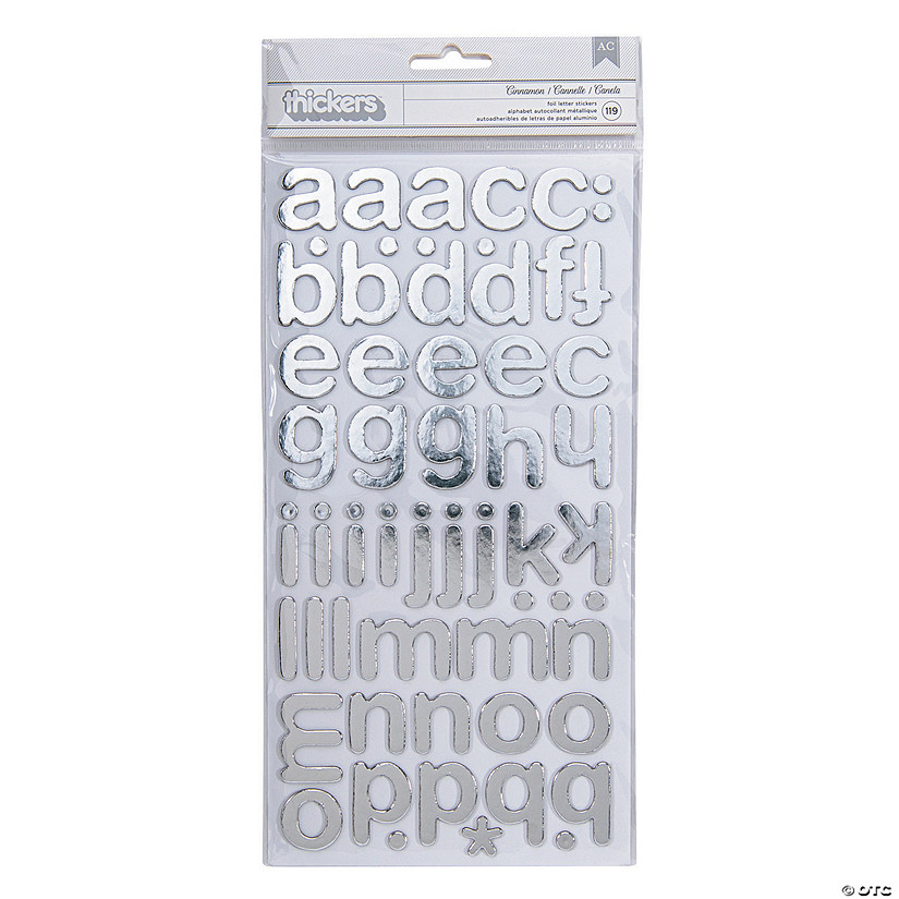 American Crafts&#8482; Thickers&#8482; 3D Cinnamon Silver Foil Alphabet Stickers - 118 Pc. Image