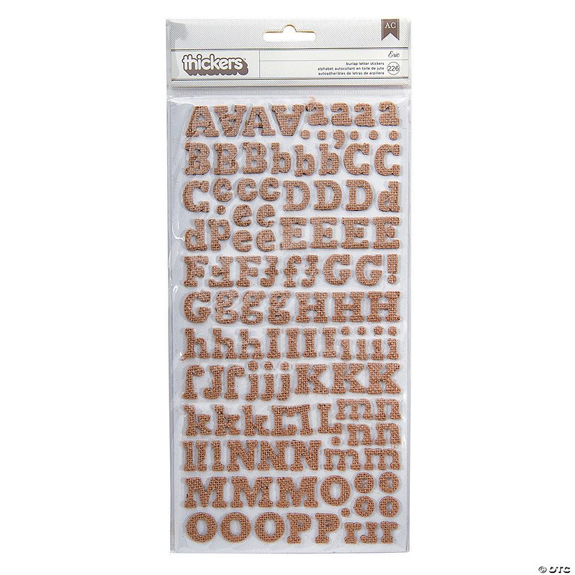 American Crafts&#8482; Thickers&#8482; 3D Eric Burlap Alphabet Stickers Image