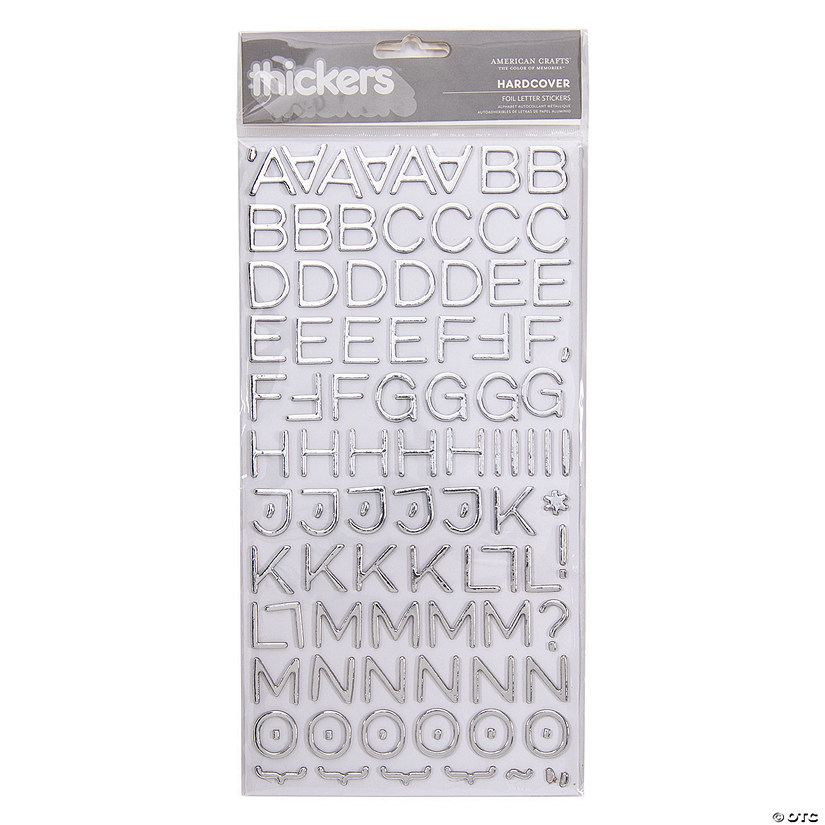 American Crafts&#8482; Thickers&#8482; 3D Hardcover Silver Foil Alphabet Stickers Image
