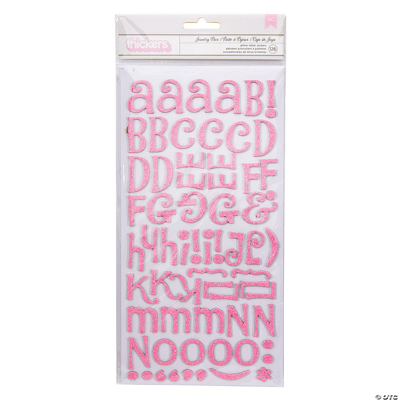 American Crafts&#8482; Thickers&#8482; 3D Jewelry Box Pink Glitter Alphabet Stickers Image