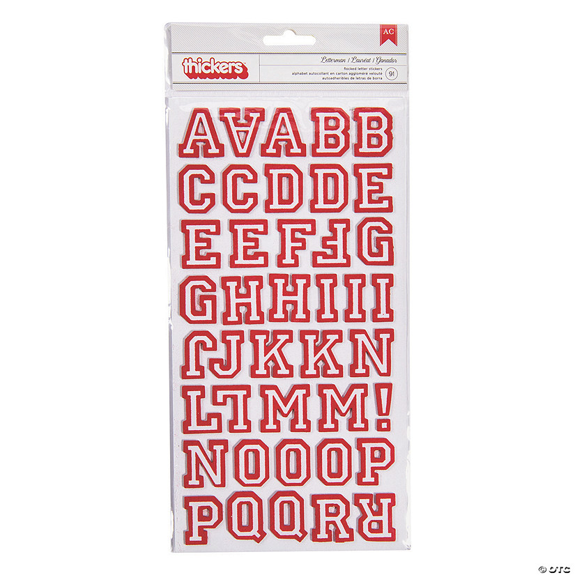 American Crafts&#8482; Thickers&#8482; 3D Letterman Crimson Alphabet Stickers Image