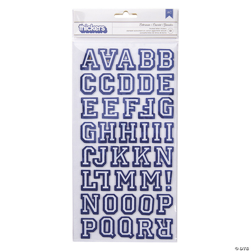 American Crafts&#8482; Thickers&#8482; 3D Letterman Sapphire Alphabet Stickers Image