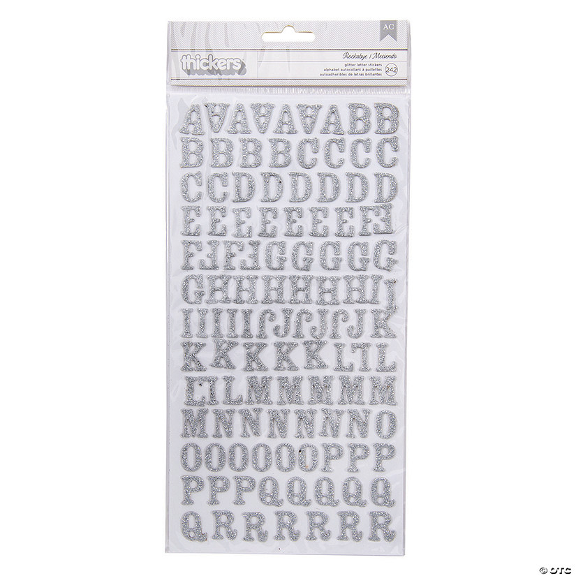 American Crafts&#8482; Thickers&#8482; 3D Rockabye Silver Glitter Alphabet Stickers Image