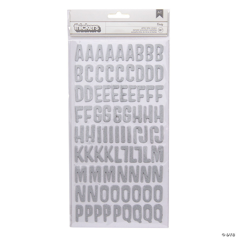 American Crafts&#8482; Thickers&#8482; 3D Silver Glitter Cecily Alphabet Stickers Image
