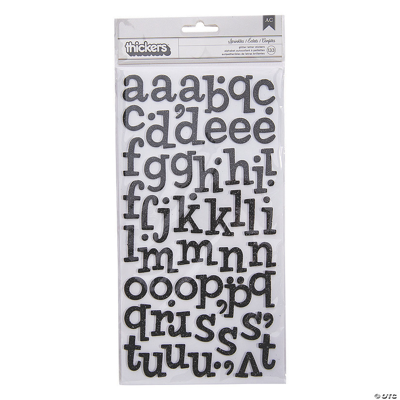 American Crafts&#8482; Thickers&#8482; 3D Sprinkles Black Glitter Alphabet Stickers Image