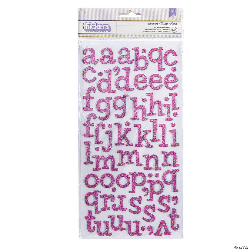 American Crafts&#8482; Thickers&#8482; 3D Sprinkles Lavender Glitter Alphabet Stickers Image