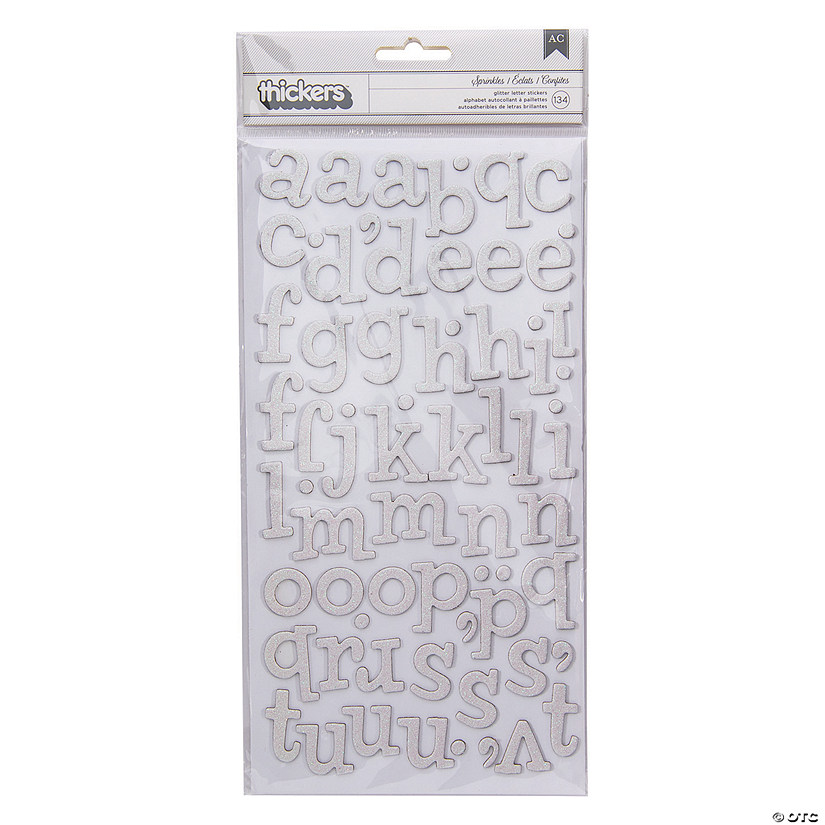 American Crafts&#8482; Thickers&#8482; 3D Sprinkles White Glitter Alphabet Stickers Image