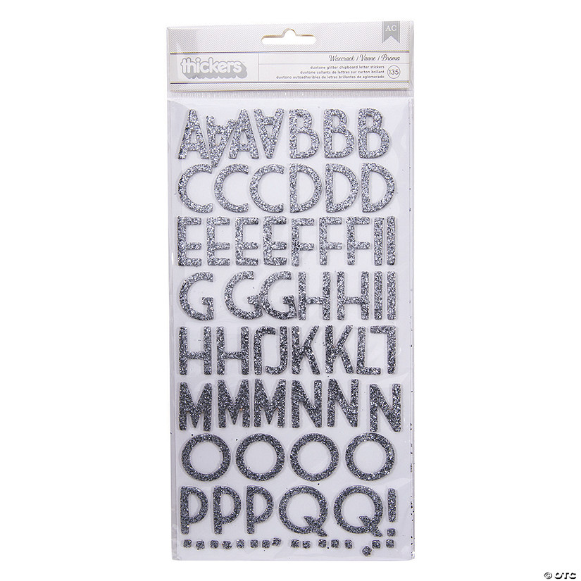 American Crafts&#8482; Thickers&#8482; 3D Wisecrack Silver Glitter Alphabet Stickers Image