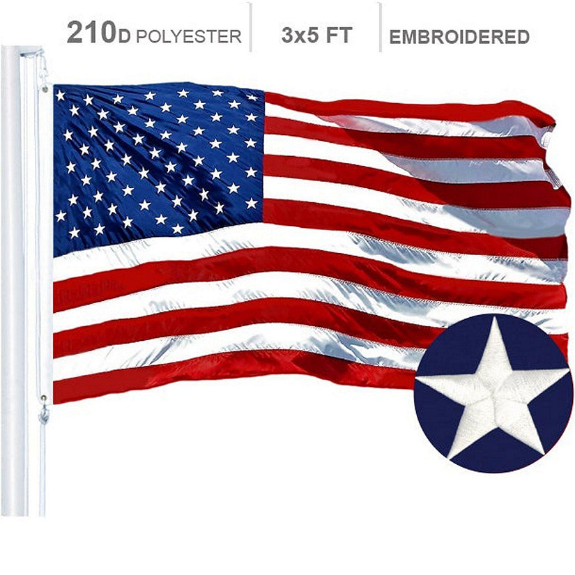 American Flag 210D Embroidered Polyester 3x5 Ft Image