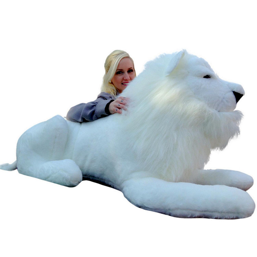 American Made Giant Stuffed White Lion 48 Inches Soft Made in USA