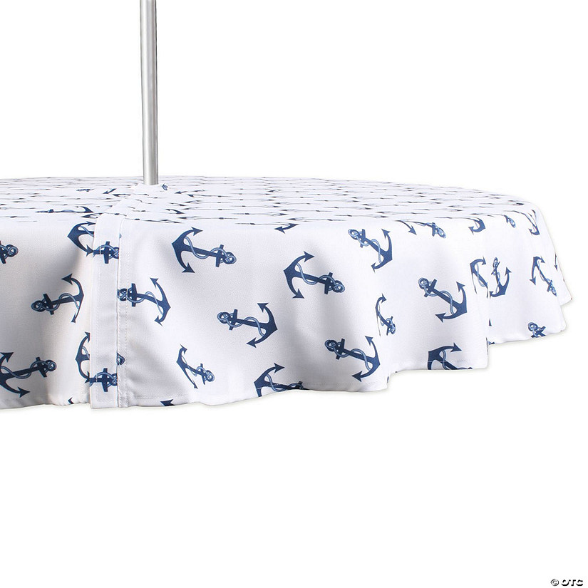 Anchors Print Outdoor Tablecloth With Zipper 60 Round Image