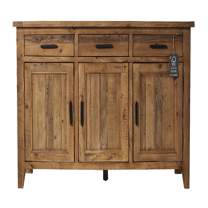 AndMakers Ashford 55 Brown Large Sideboard with 3 Drawer and 3 Door