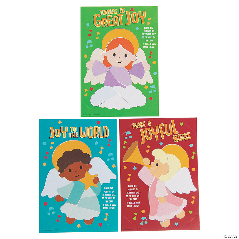 Angel Mosaic Sticker by Number Christmas Cards - 24 Pc. Image