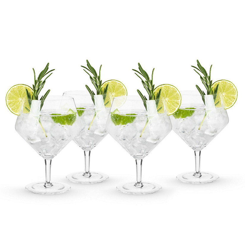 Angled Crystal Gin & Tonic Glasses Set of 4 Oriental Trading