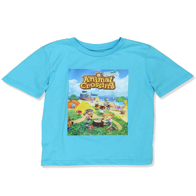 Animal Crossing New Horizons Boys Girls Short Sleeve T-Shirt Tee (14-16, Blue) Image