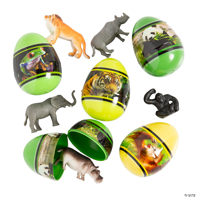 Animal ToyFilled Plastic Easter Eggs 12 Pc. Oriental Trading