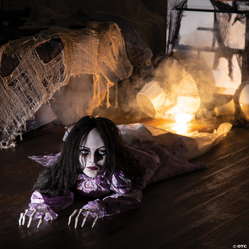 Animated Crawling Creepy Woman Halloween Decoration Image