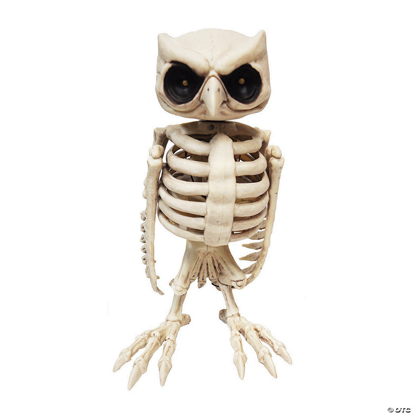 Animated Owl Skeleton Halloween Decoration Image