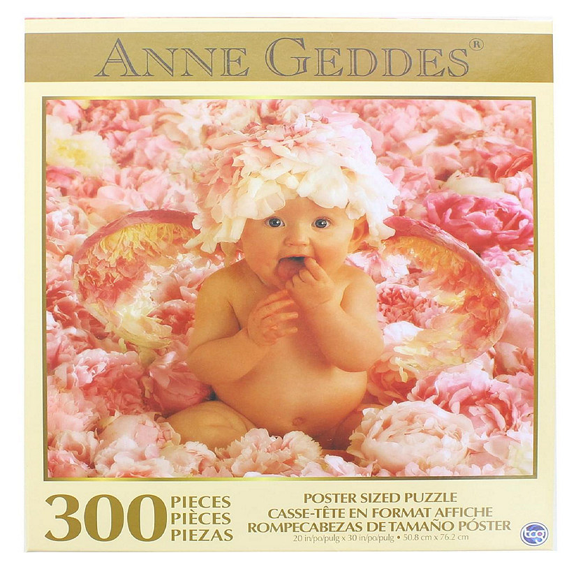 Anne Gedes Baby With Pink Flowers 300 Piece Poster Sized Jigsaw Puzzle Image