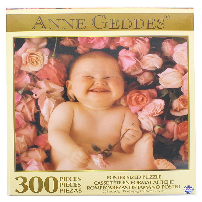 Anne Gedes Baby With Pink Roses 300 Piece Poster Sized Jigsaw Puzzle Image