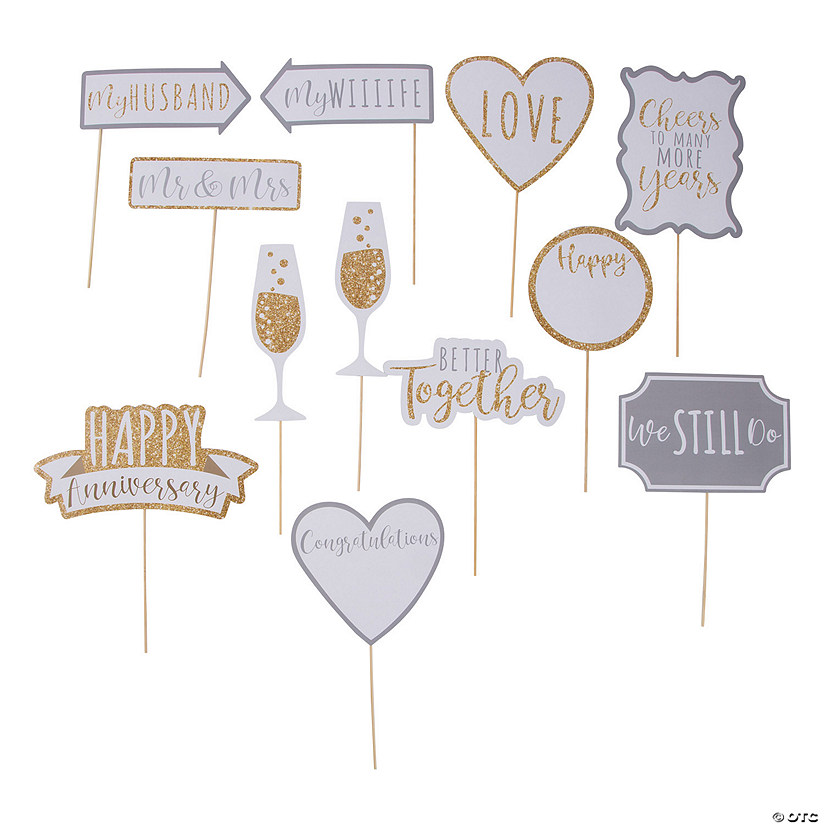 Anniversary Party Photo Stick Props - 12 Pc. Image